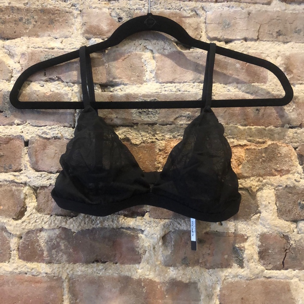 SKIMS Black Mesh Triangle Bralette - M